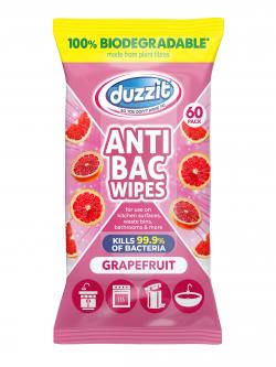 DUZZIT BIOD ANTI BAC WIPES GRAPEFRUIT 60pk