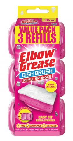 ELBOW GREASE PINK DISH BRUSH REFILL 3pk