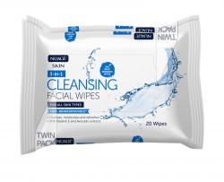 3-IN-1 CLEANSING FACIAL WIPES 2X20PK