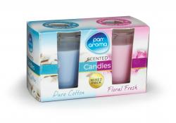 2 PK GLASS CANDLE-FLORAL FRESH/PURE COTTON