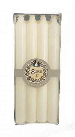 SET OF 4 8'' STRAIGHT CANDLES - WHITE