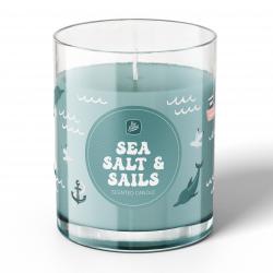 150G GLASS JAR CANDLE WITH LID - SEA, SALT & SAILS