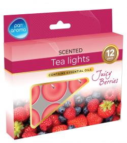 12 PACK COLOUR TEA-LIGHTS - JUICY BERRIES